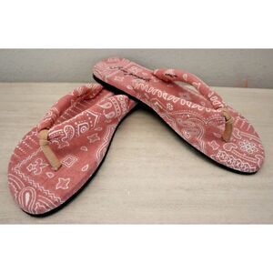 Free People Women's Sz 41 US 10-11 Pink & White Es Verdra Cotton Thong Sandals
